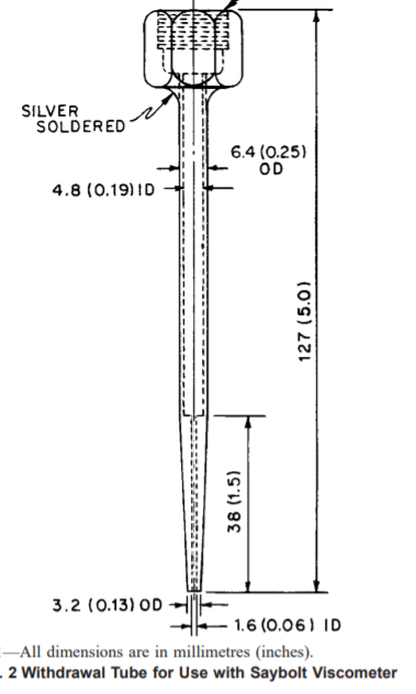 WITHDRAWAL TUBE - METAL FOR SAYBOLT VISCOMETER